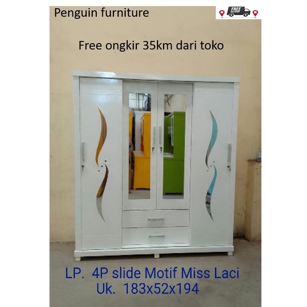 lemari pakaian 4pintu sliding/lemari pakaian 4pintu