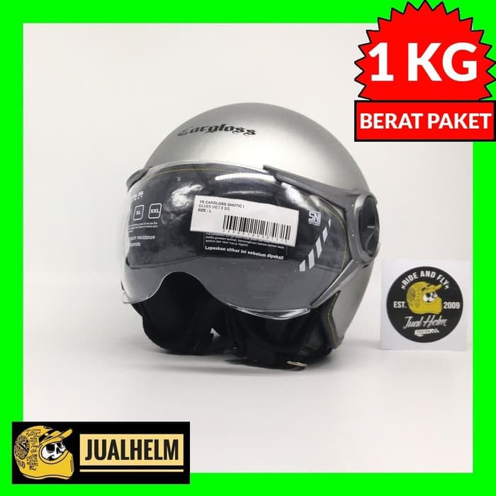 Helm Cargloss YR Silver Met SG (Half Face/Helm Retro/Classic/Klasik/Carglos)