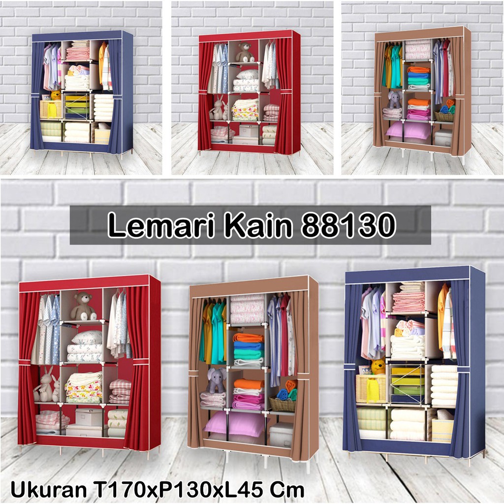 Lemari Pakaian Kain Portable Jumbo 88130 Lemari 3 Sisi Lemari serbaguna lemari hemat tempat