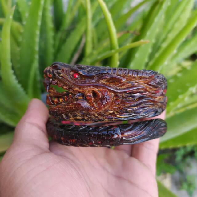GELANG AKAR BAHAR MERAH UKIR NAGA