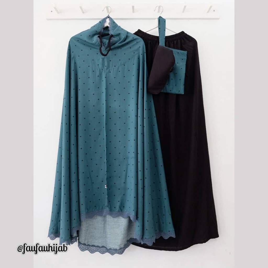 Mukena Faufau butik Selma tali karet Polka Toska