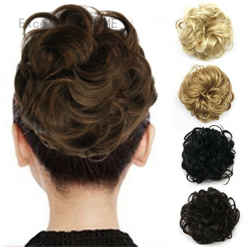 Charming Real Curly Messy Bun Hair Piece Scrunchie Fake Hair