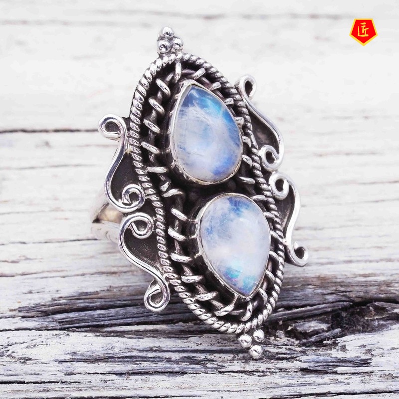 [Ready Stock]S925 Silver Vintage Moonstone Ring