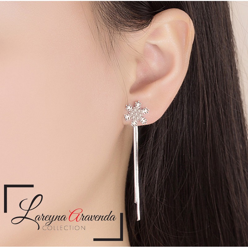 Anting Wanita Titanium Model Snow Kristal Crystal Swarovski AT086