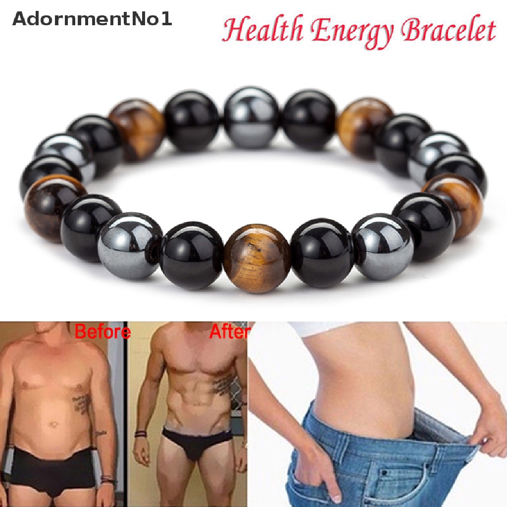 (AdornmentNo1) Gelang Tangan Batu Hematite Magnetik Untuk Kesehatan / Menurunkan Berat Badan Pria