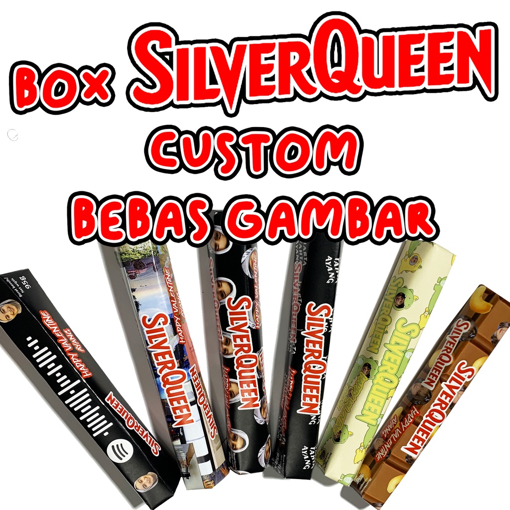 [Bisa COD]  Box Silverqueen 95gr Custom Bebas Gambar + Pita Merah