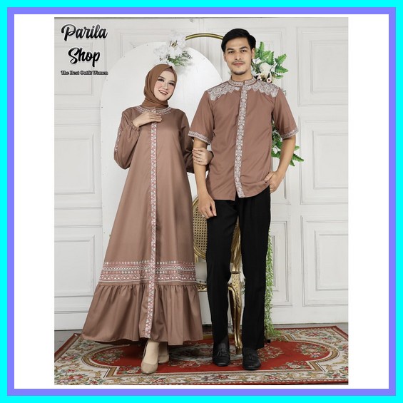 Baju Couple Pasangan Terbaru 2021 Batik Gamis Pesta Brukat Kondangan Kapel Keluarga Suami Istri Coco