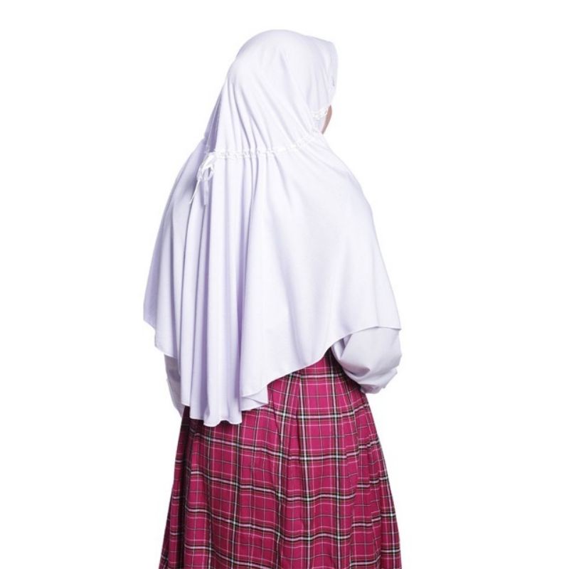 HIJAB SEKOLAH SD,SMP,SMA / ilbab sekolah serut / Rabbani anakJilbab sekolah SD standar (M) // serut pita-3