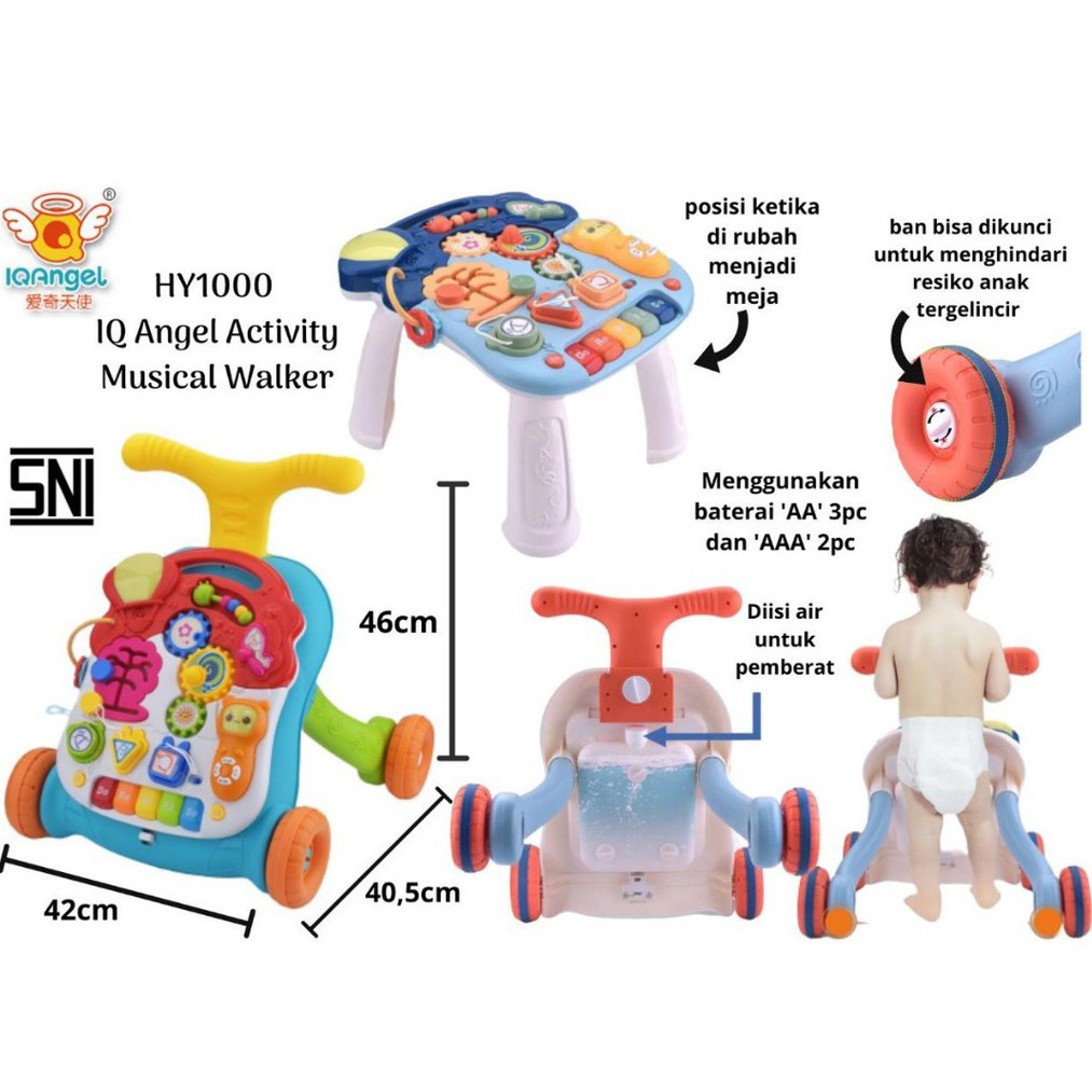 IQAngel X Babiesfirst Activity Musical Walker 3in1 / Mainan Dorongan Bayi (Tersedia Varian Warna)