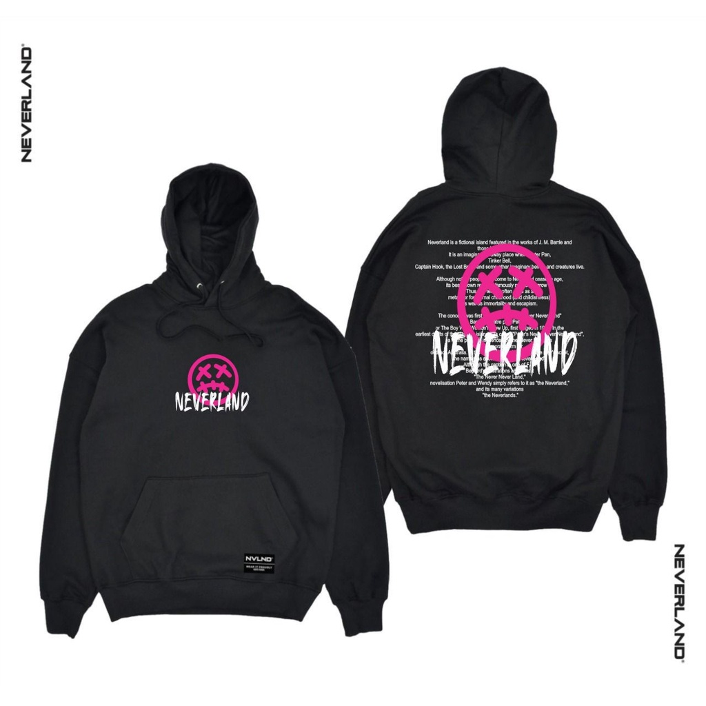 HOODIE PRIA DISTRO AESTHETIC ORIGINAL NEVERLAND TERBARU DAN TERLARIS SWEATER JAKET HODIE PRIA WARNA BLACK