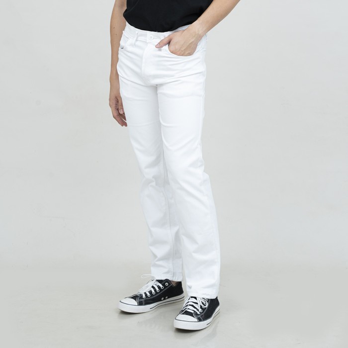 Houseofcuff Celana Chino Panjang Pria Slim fit Stretch Jeans Putih