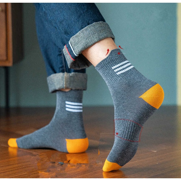 Kaos Kaki Pria High Quality Striped Solid Color Cotton Socks SCH29