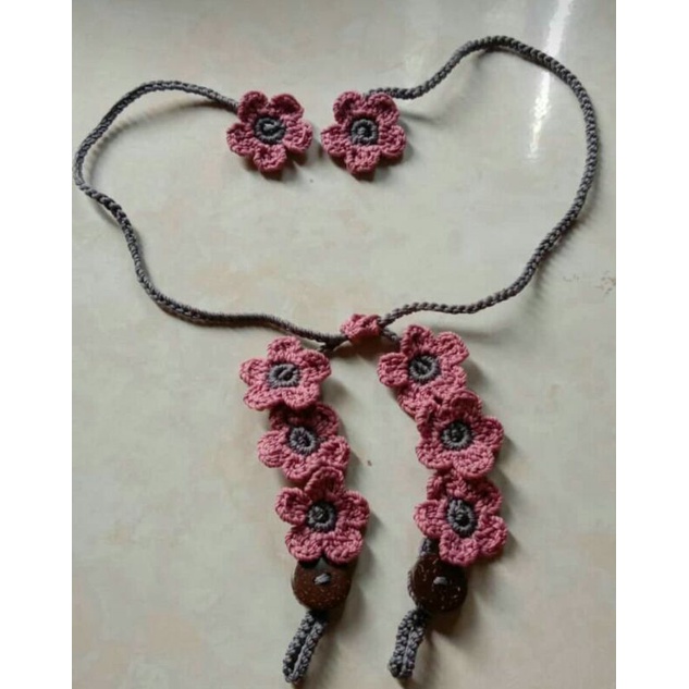 konektror serut 2 in 1 rajut / strap masker rajut 2 in 1 / pengait masker hijab murah