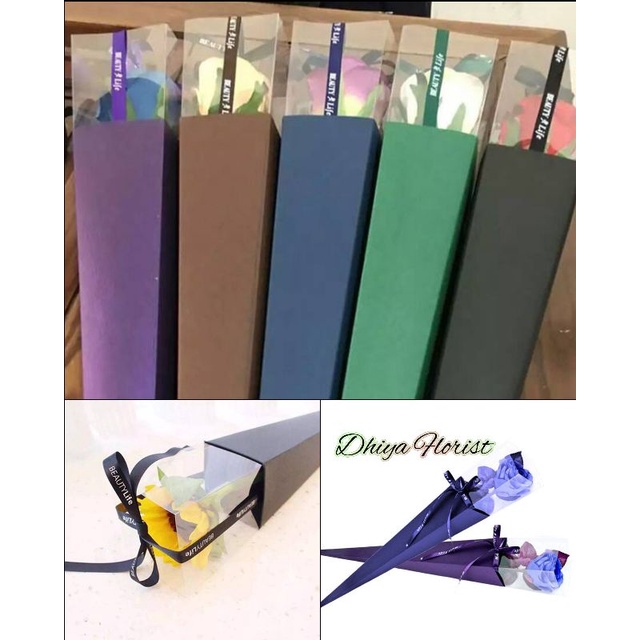 

Single Rose Box ( Tanpa Bunga) Plastik Bunga Satuan Wrapping Cone Flower Kertas Box Bunga Single Box Florist Satuan Tanpa Bunga