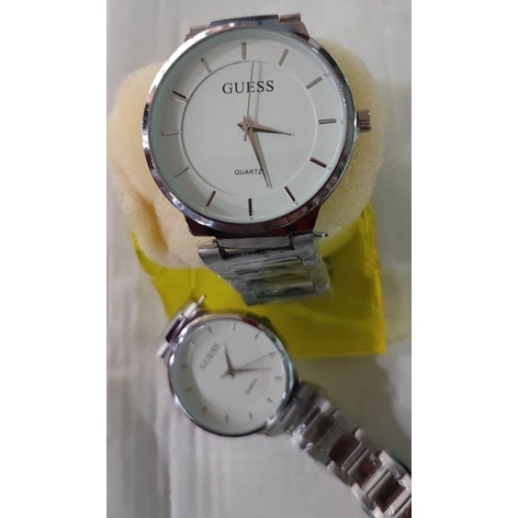 JAM TANGAN COUPLE GUESS JD RANTAI POLOS BALOK