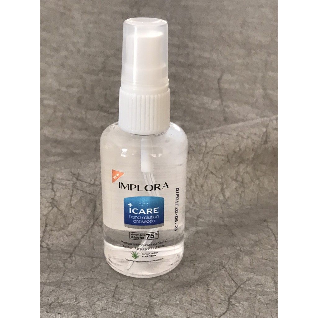 IMPLORA ICARE INSTANT HAND SANITIZER GEL / CAIR 60ml (12 BIJI) BOTOL FLIPTOP / SPRAY KEMENKES 60 ml