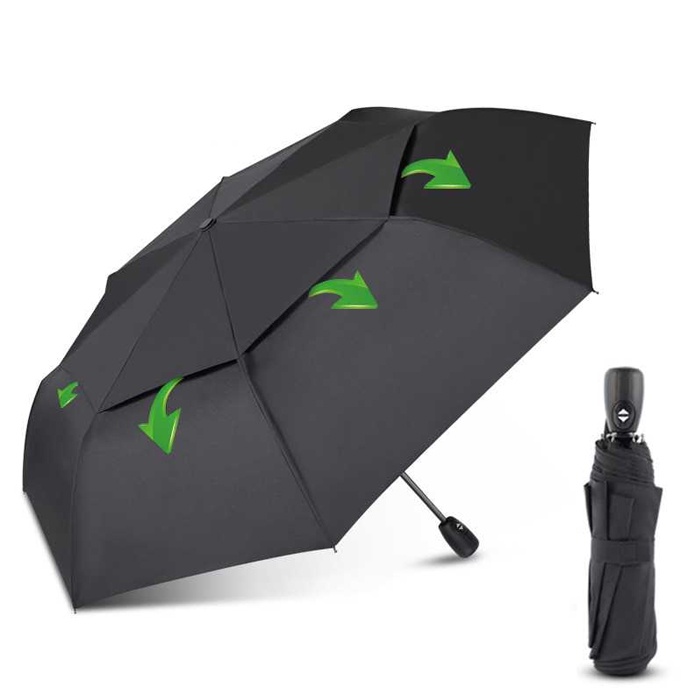 Payung Hitam Polos Payung Lipat Hitam Besar Polos Tahan Angin Black Foldable Umbrella