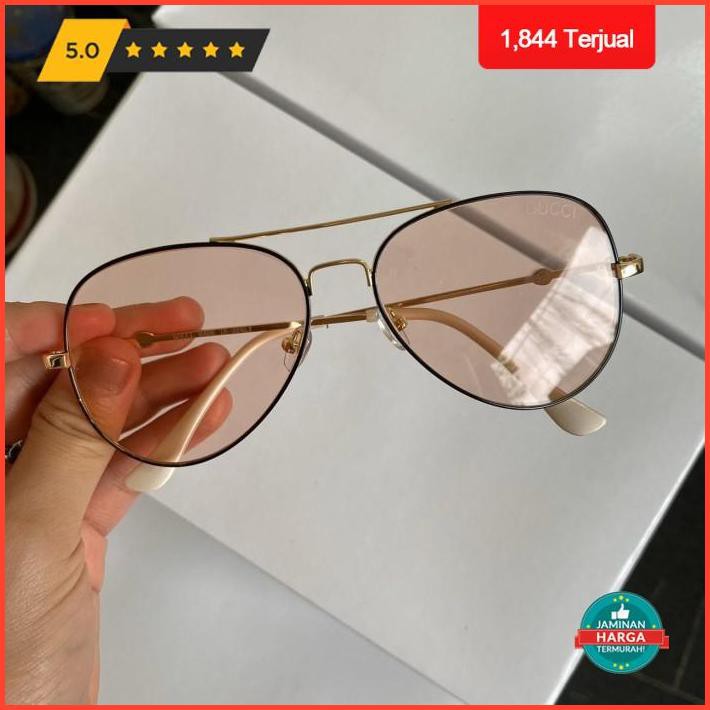 Extra Cashback Kacamata Gucci Aviator Mocca Sunglasses Nagita Slavina Wanita Fashion - Mocca