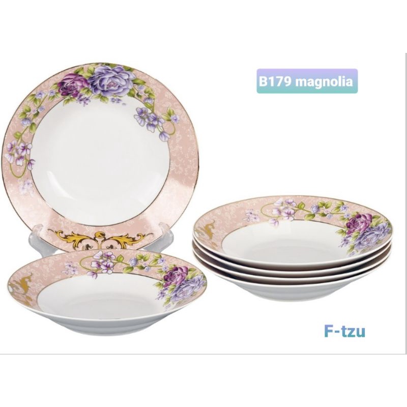 Piring makan 9 inch B179 motif magnolia merek vicenza