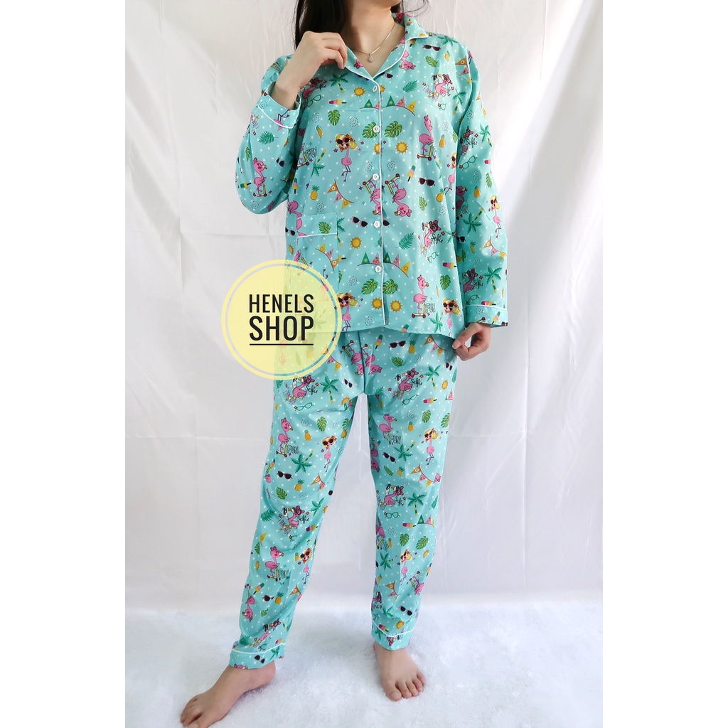 HENELS PIYAMA DEWASA | BAJU TIDUR DEWASA | BISA COD | PIYAMA WANITA | KATUN | PAKAIAN TIDUR | PIYAMA PENDEK | PIYAMA PANJANG | PIYAMA XL | BAJU TIDUR WANITA | PIYAMA BTS BT21-PP FLAMINGO TOSCA