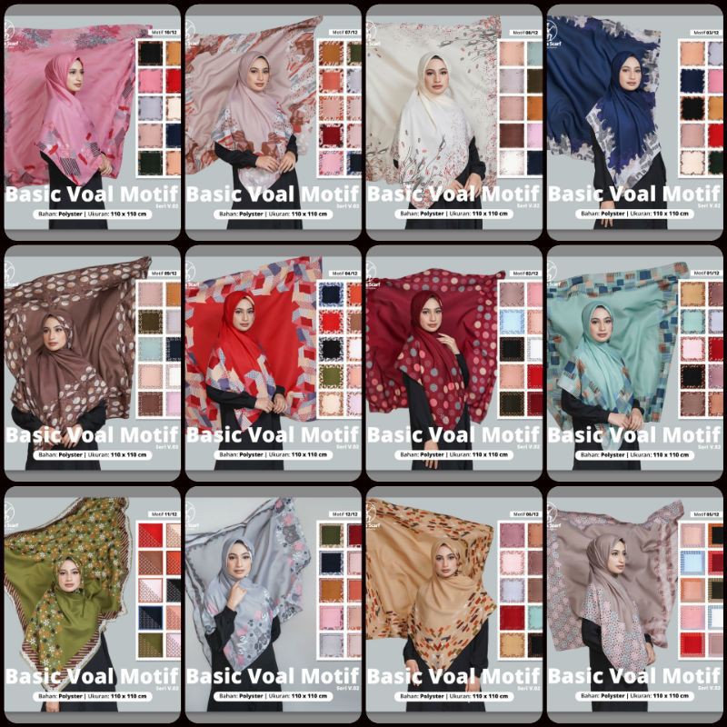 AV - JILBAB SEGI EMPAT MOTIF PREMIUM / KERUDUNG MOTIF RANDOM