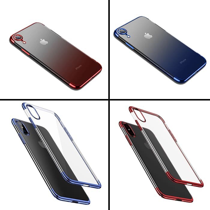 CASE IPHONE X XR XS MAX ANTI-MENGUNING PLATING CLEAR CHROME SOFT CASE