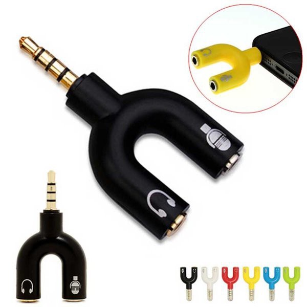 Jack 3.5mm Audio Microphone Splitter Dual Female Adapter Converter Mic