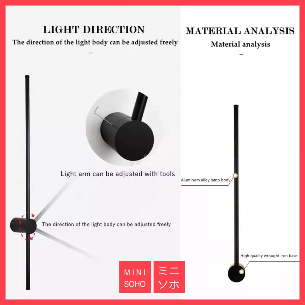 Lampu Dinding Hias Matchstick Rotateable Minimalis Modern Industrial