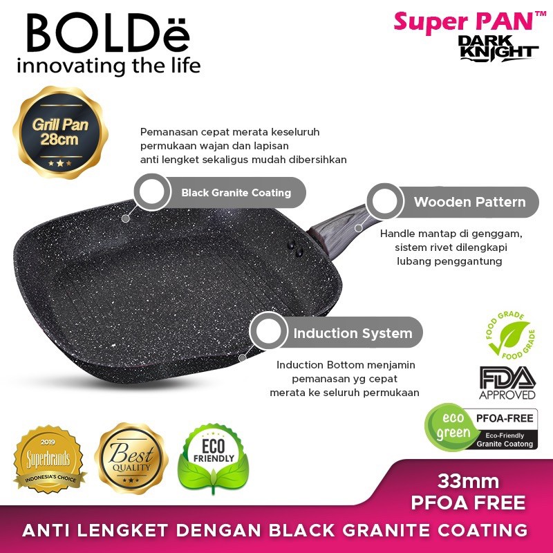 Grilled Pan 28 cm Dark Knight  BOLDe Original