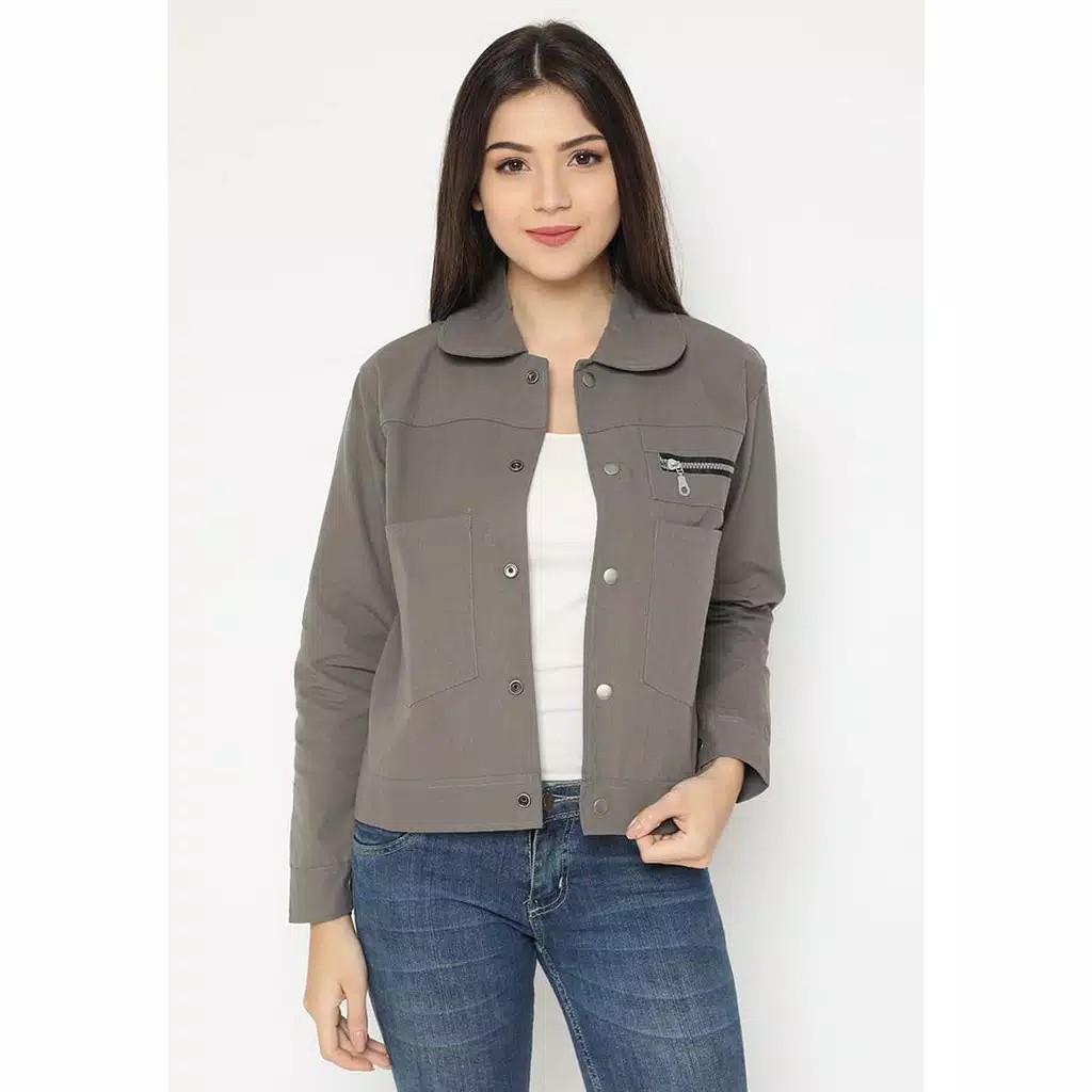 K7 Jaket Wanita Casual POLAN Jaket zippi(POKET) size M L XL