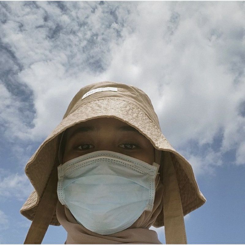 Wide Bucket Aksen Tali / Topi Bucket Besar Wanita Korean Style (cod)i