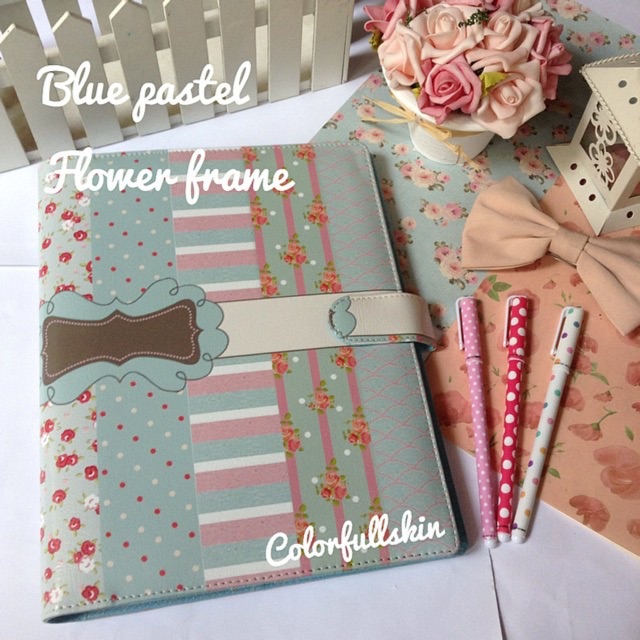 

Blue pastel flower frame binder printing