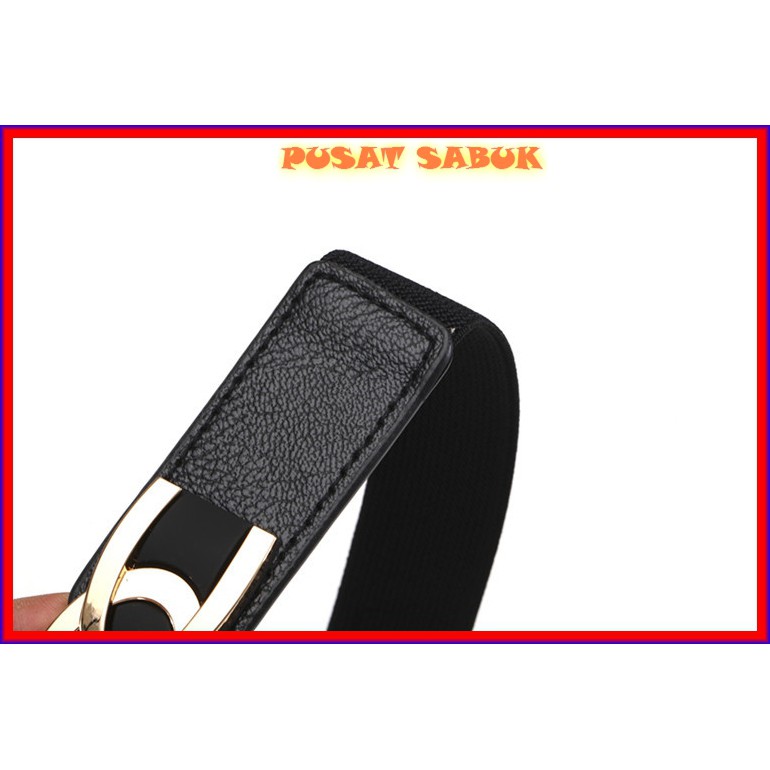 Ikat Pinggang Belt Fashion Sabuk Gesper Cewek Emas Kecil Korea Karet Women Gasper Slim Hitam