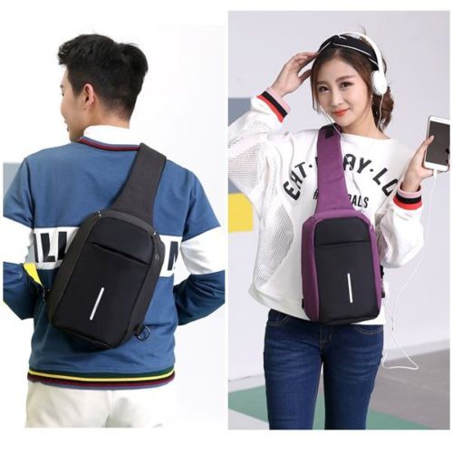 GI 020 RISCE TAS WAISTBAG USB UNISEX IMPORT JAKARTA BATAM