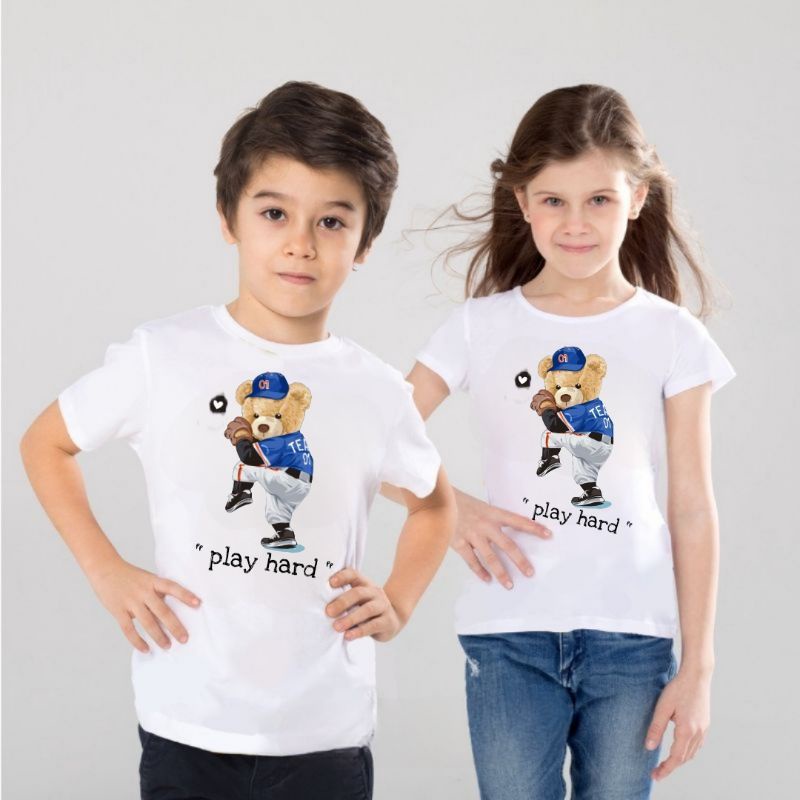 Baju Kaos Atasan Anak Dan Remaja TEDY BEAR Usia 1-12 tahun Ukuran S.M.L.XL.2XL.3XL.4XL.5XL