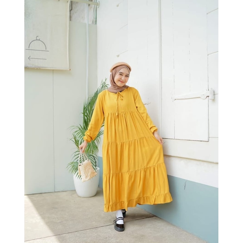 TUNIK LONG DRESS MORVIA TUNICA TERBARU KEKINIAN MATT RAYON ADEM