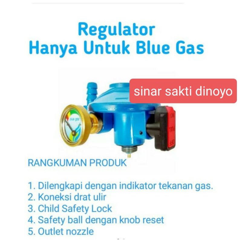 Regulator blue gas asli / blue gaz SNI + meteran meter tekanan gas