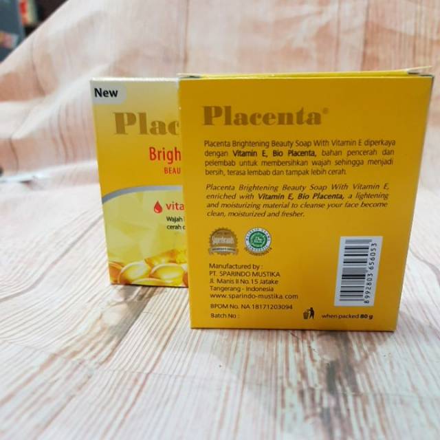 Placenta Sabun Brightening Vitamin E 80 Gr