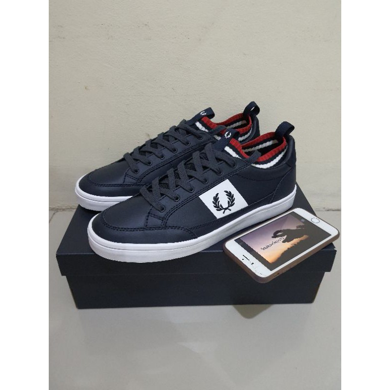Sepatu Fred Perry Deuce Knitted Sock Navy Original New