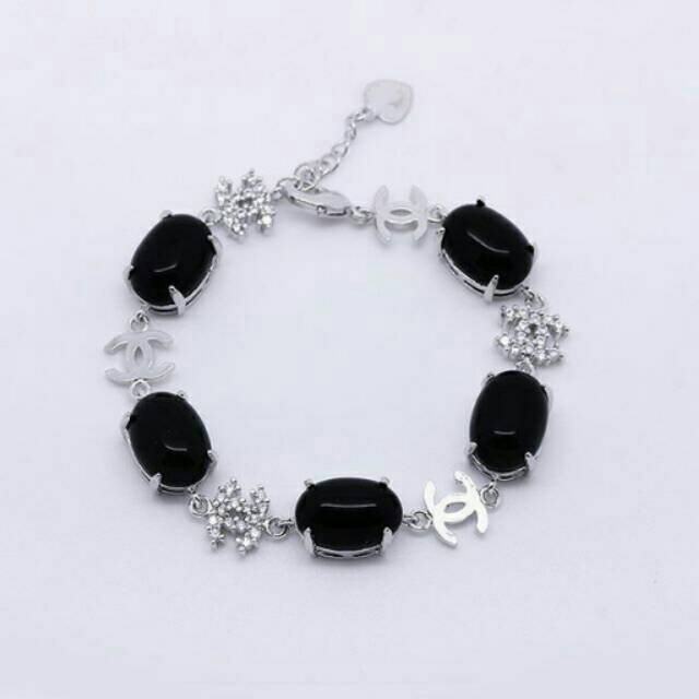 Gelang Chanel Batu Zircon Hitam