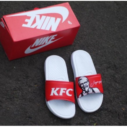 OBRAL MURAH..!! SANDAL PRIA WANITA Nik Benassi X KFC Red &amp; White Black