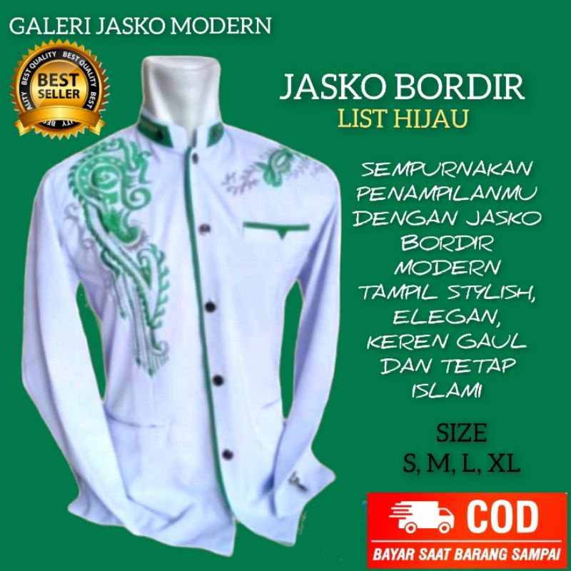 Jasko Bordir | Jasko Putih Bordir | Baju Koko Dewasa | Jas koko Pria |  Koko Pria dewasa | Jas koko