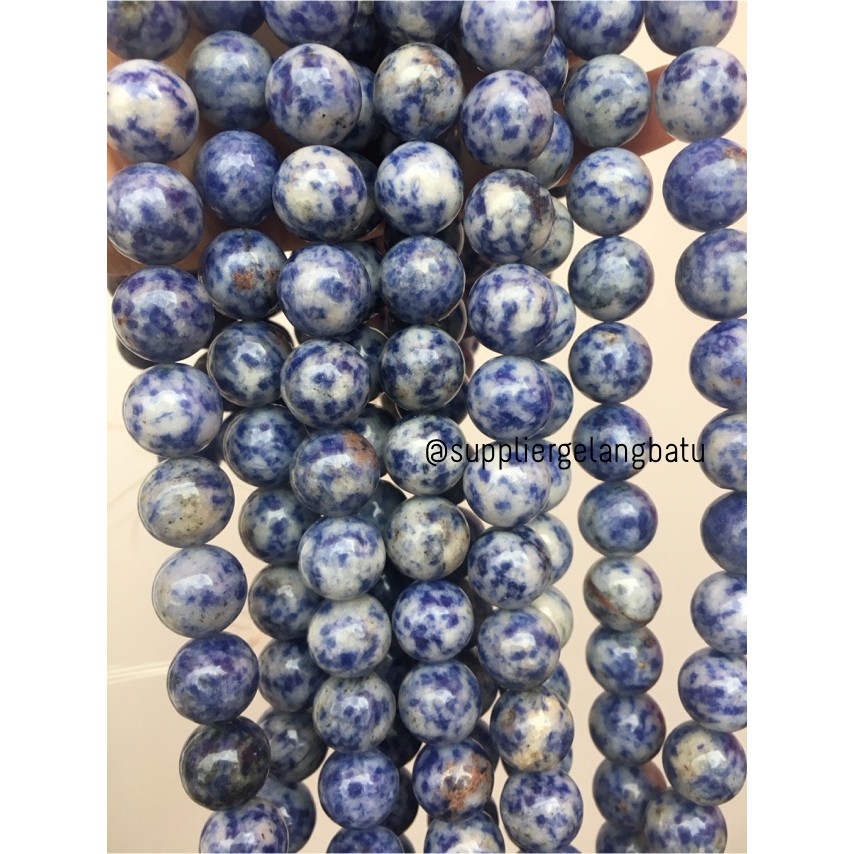 bahan gelang batu kalung sodalite 14mm renceng akik alam biru natural fashion aksesoris craft supply