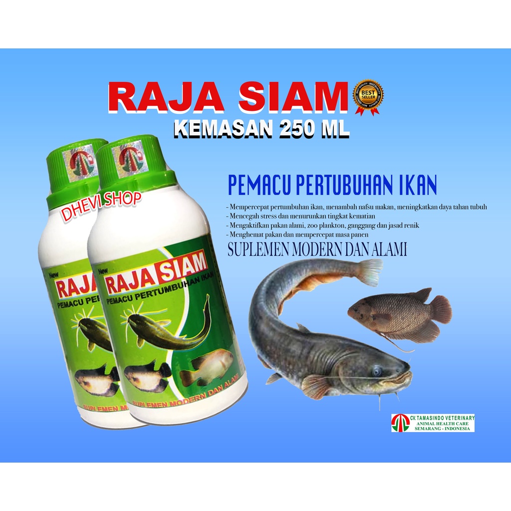 RAJA SIAM 250-VITAMIN PENGGEMUK IKAN-OBAT PENGGEMUK IKAN-PENAMBAH NAFSU MAKAN KAN