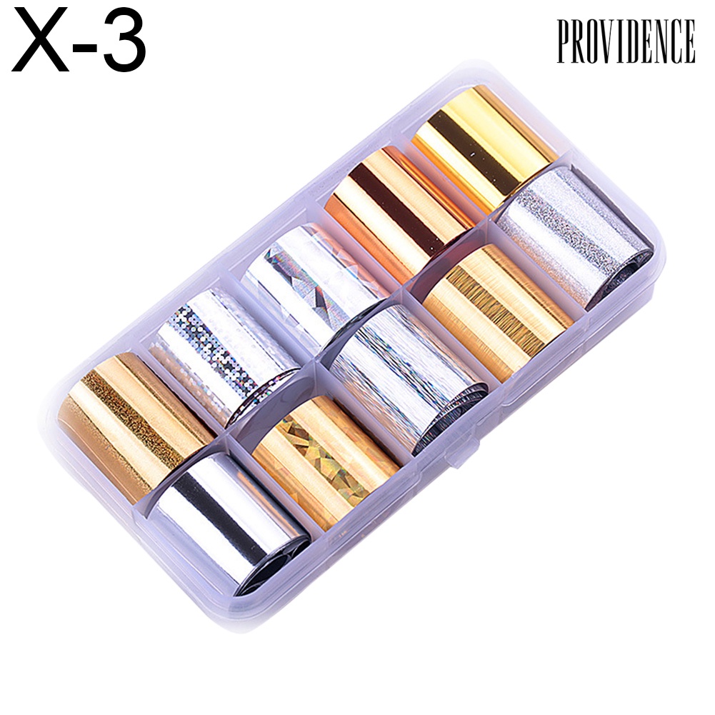 Providence 10Rolls/Set Glitter Nail Art Foils Laser Tips Stickers DIY Manicure Decorations