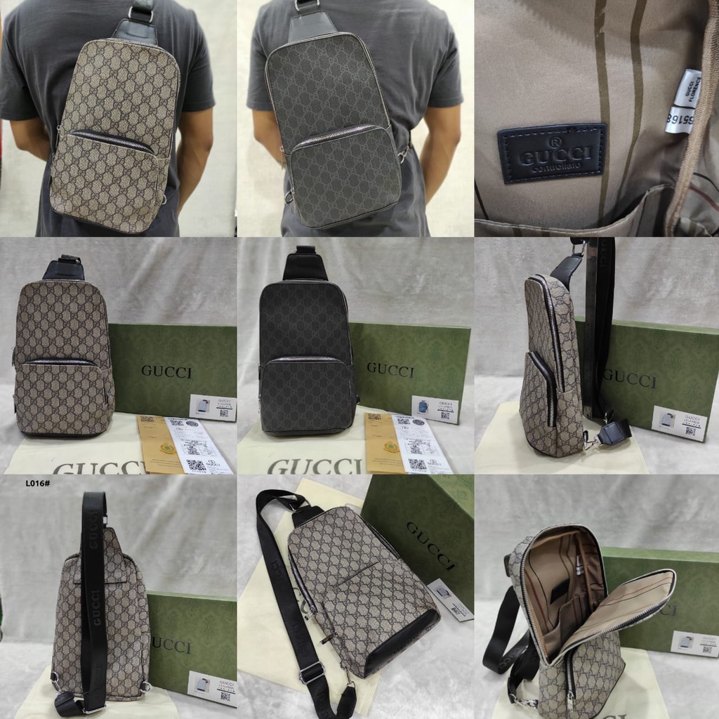 GC GG Single Strap Backpack Silver Hardware  L016