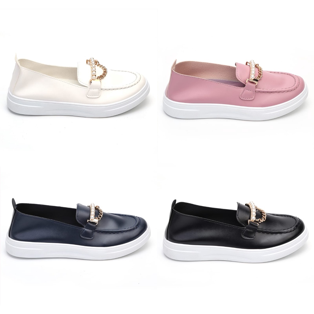 Flat Shoes High New Sepatu Import Wanita Baru Sepatu Model Flat Hiasan Mutiara BG400