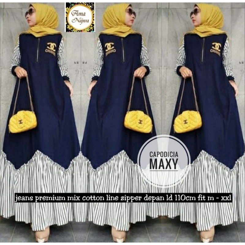 GAMIS JEANS TERBARU 2022 UNTUK WANITA MUSLIMAH DEWASA  BAJU MAXY  KEKINIAN  MODIS DAN TERPOPULER DEN