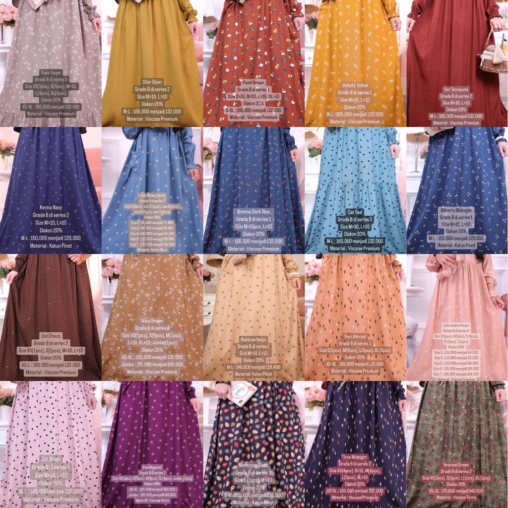 BEST SELLER REJECT DITSY 2023/ REIMMA DARK M.L.XL/MAILEEN GREEN  M.L.XXL/CALLIA SAGE XL/ANILA BROWN 