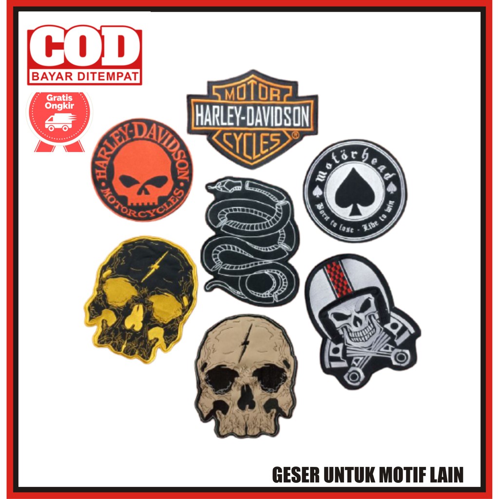 Patch Bordir Besar Emblem Bordir Jaket Punggung Harley Davison Racing